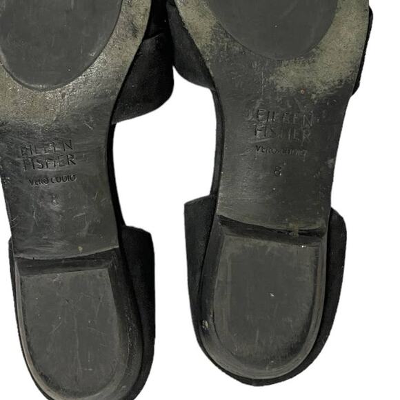 EILEEN FISHER Fuller Suede d'Orsay Flat Black Pointed Toe Leather Shoes 8 EUC - Picture 11 of 13